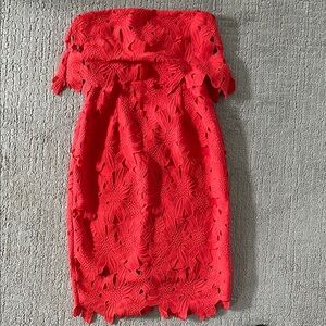 Red Ruffled Off-Shoulder Sheath Dress